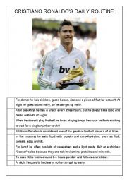 English Worksheet: Ronaldo�s daily routine