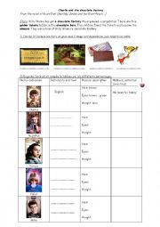 English Worksheet: Charlie and the chocolate factory worksheet