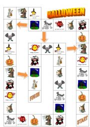 English Worksheet: Halloween board game