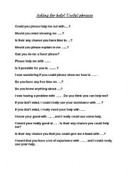 English Worksheet: Useful phrases! Asking for Help!