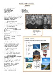 English Worksheet: Hymn for the Weekend - Coldplay