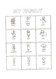 English Worksheet: picture dictionary: family