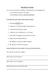 English Worksheet: The Future Tense