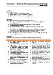 English Worksheet: writing: third form- section 5-