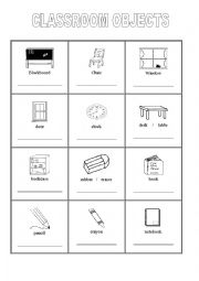 English Worksheet: Picture dictionary classroom objects