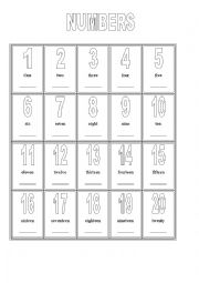 English Worksheet: picture dictionary numbers