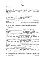 English Worksheet: TEST much /many