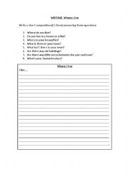 English Worksheet: Writing: Where I live...