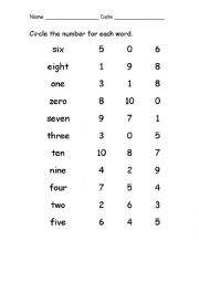 Number words 1-10
