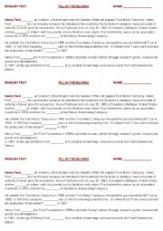 English Worksheet: Henry Ford biography