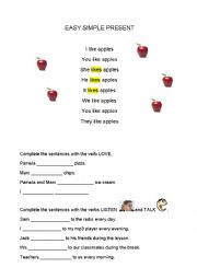 English Worksheet: Easy simple present
