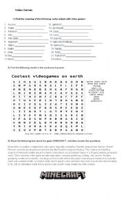 English Worksheet: Video Games worksheet