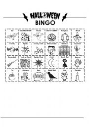 English Worksheet: Halloween Bingo