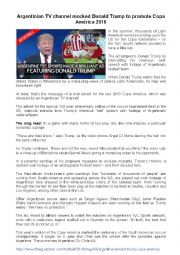 English Worksheet: DONALD TRUMP PROMOTING COPA AMERICA