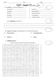 English Worksheet: TEST - reality TV (vocabulary and modals)
