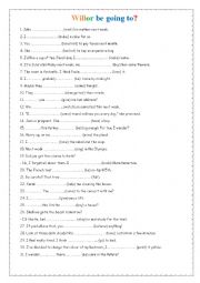 English Worksheet: Will or be going to