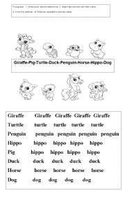 Animals for first grade