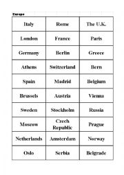 Countries and Capitals Matching Cards