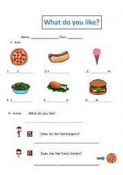 English Worksheet: What do you like?