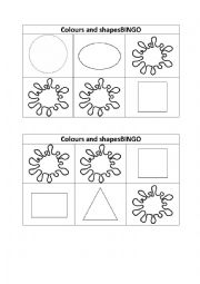 English Worksheet: Colours and shapes BINGO