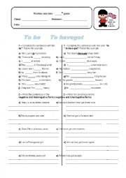 English Worksheet: Verb to be and have got - exercises