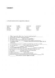 Mixed Worksheet Vocabulary