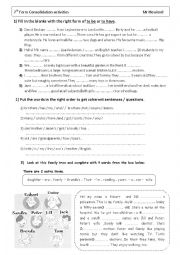 English Worksheet: consolidation activities for the 7th form