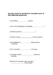 English Worksheet: practce tenses