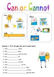 English Worksheet: Test on using CAN/CANNOT