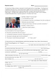 English Worksheet: Reported speech - Trump and Clinton