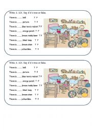 English Worksheet: Complete with A /AN + say if its true or false