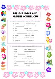 English Worksheet: Present simple or Present Continuous