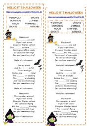 English Worksheet: Halloween song & video