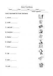 English Worksheet: Furniture