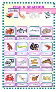 English Worksheet: Fish & Seafood