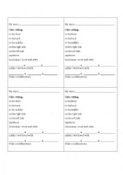 English Worksheet: Seating preferences
