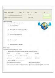 English Worksheet: Social studies