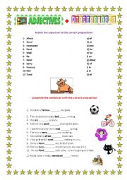 English Worksheet: Adjectives+prepositions