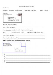 English Worksheet: Practice with Address and Place