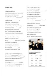 English Worksheet: Viva la vida-Cold play