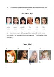 English Worksheet: Look, age - listening