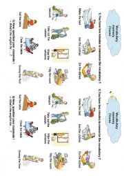 English Worksheet: vocabulary chores memory game