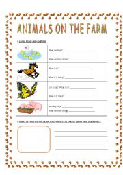 English Worksheet: ANIMALS ON THE FARM