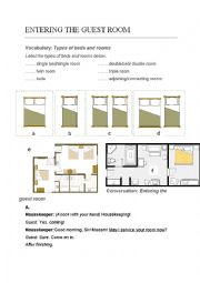 English Worksheet: English for Housekeeper - Entering the Guest Room