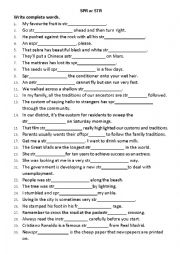 English Worksheet: PHONICS: SPR or STR