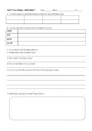 English Worksheet: cant you sleep little bear
