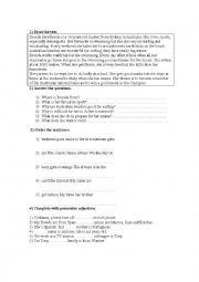 English Worksheet: Reading Comprehension