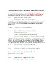 English Worksheet: compound sentences