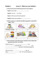 English Worksheet: what are your hobbies?