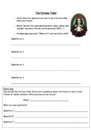 English Worksheet: Will future Fortunme Teller